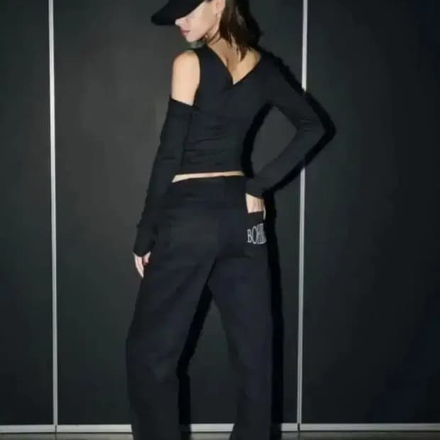 보헤미안 서울 코튼 와이드 팬츠 블랙