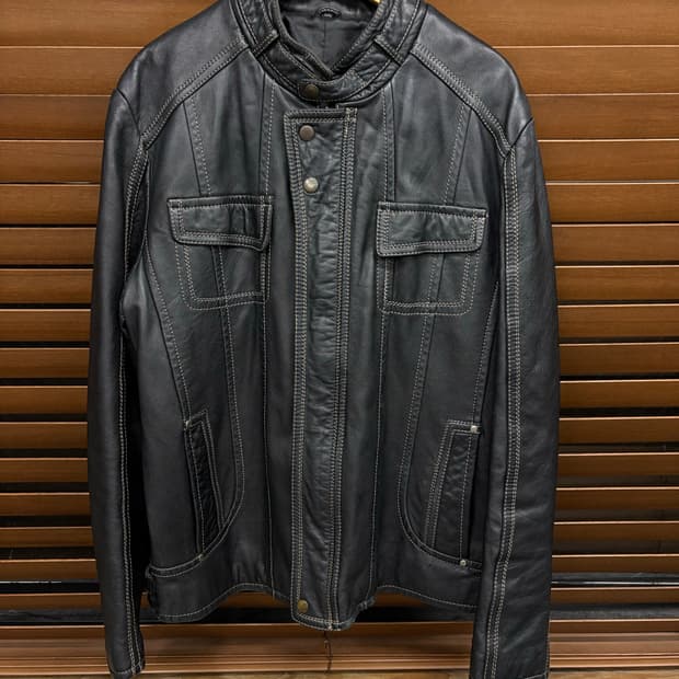 빈티지 레이싱 싱글라이더 스티치 양가죽 자켓