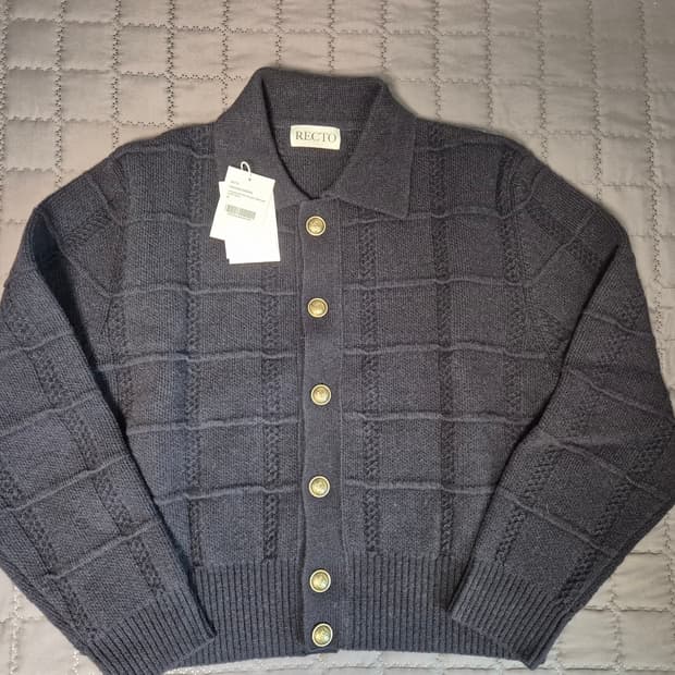 렉토 빈티지 버튼 카라 가디건 M