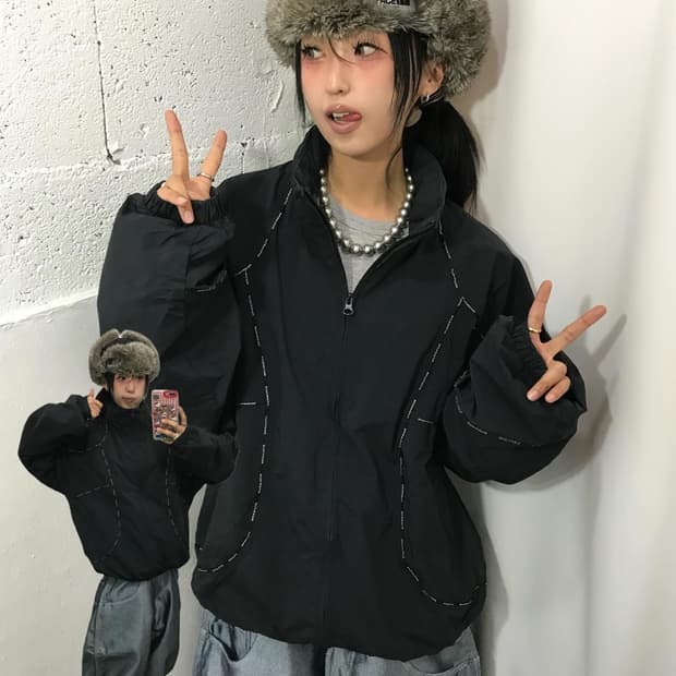 슈프림 로고 타이핑 후드 트랙 자켓 - 23Fw 