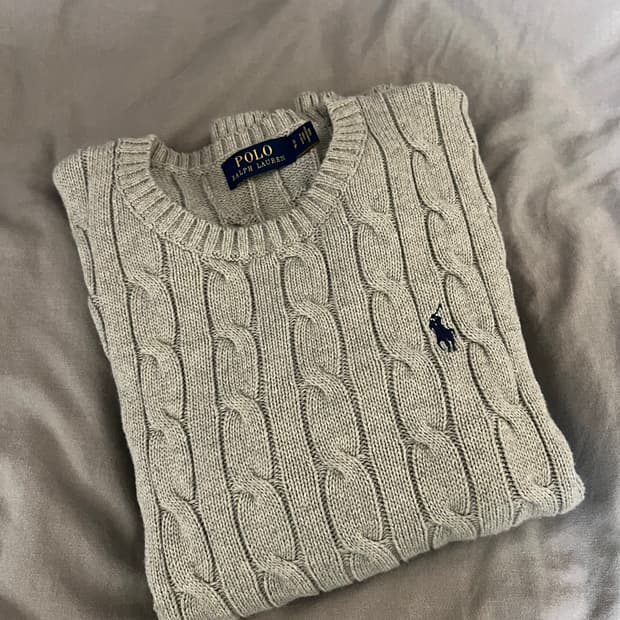 폴로 랄프로렌 케이블 꽈배기 니트 그레이 S