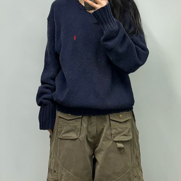 폴로 랄프로렌 네이비 라운드 니트