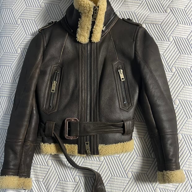 천연 가죽 무스탕 자켓 브라운