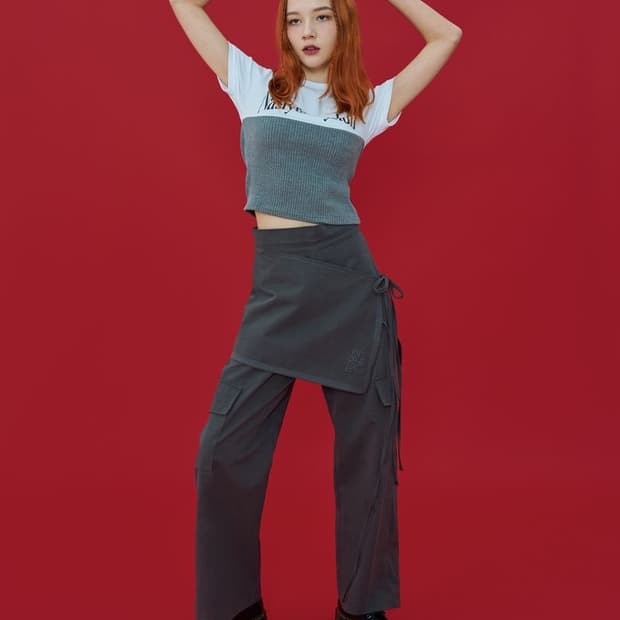 [M] 팬시클럽 린트 와이드 랩 팬츠