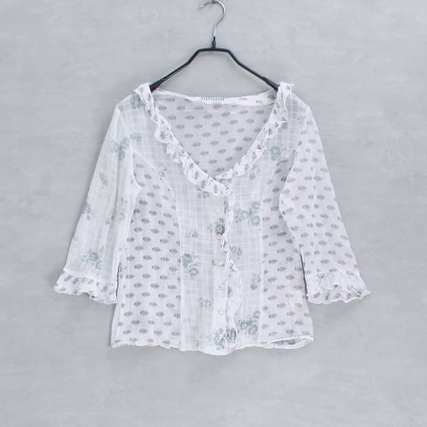 frill sheer cotton top