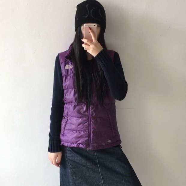 노스페이스 자수 다운베스트