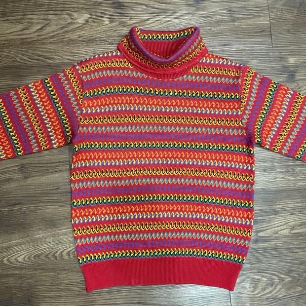 (유일매물) 입생로랑 YSL 일본판 자수로고 패턴 니트 스웨터