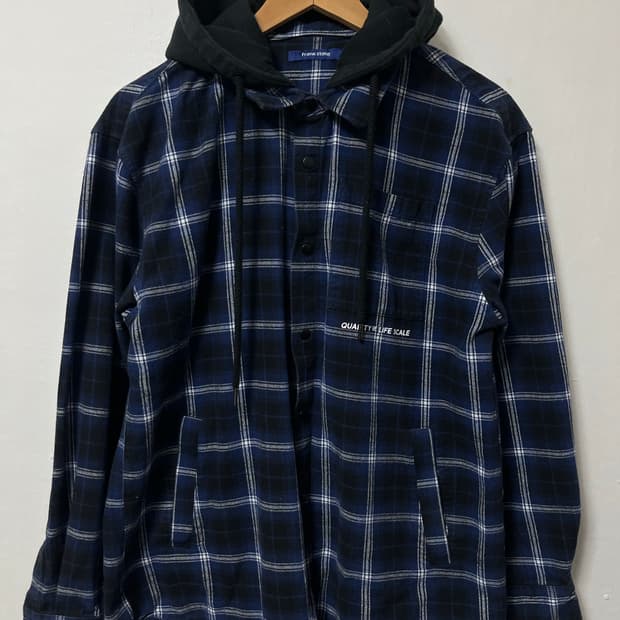 100 frank stone 루즈핏 후드 셔츠 남방 정품