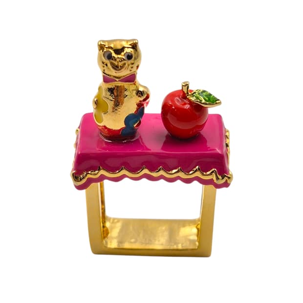 가글 사과 고양이 하우스 스퀘어 볼드링