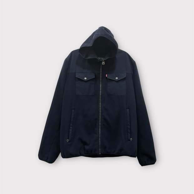 리바이스 네이비 플리스 후드 집업 자켓 남성 XL