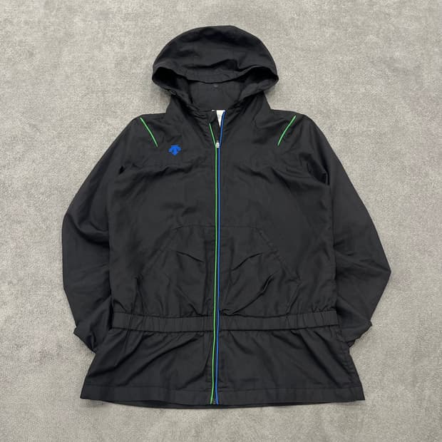 90 데상트 블랙 후드 바람막이 자켓