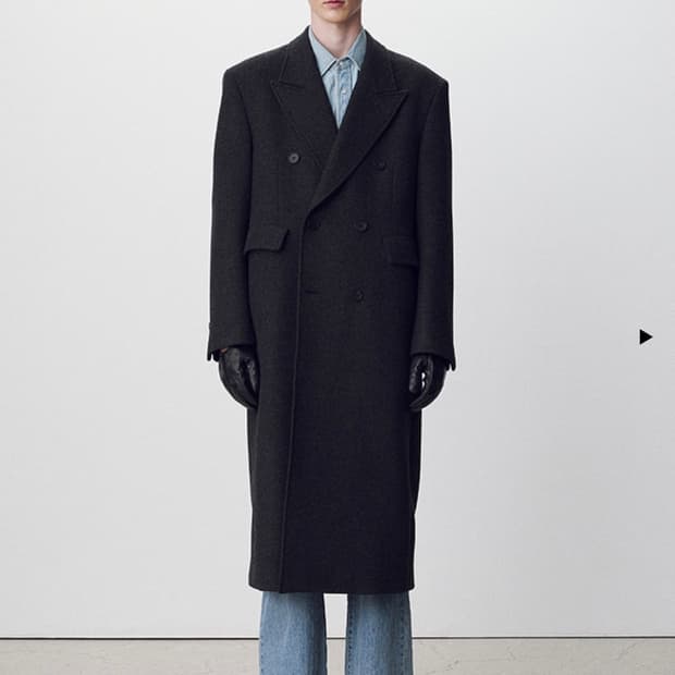 토니웩 헤링본 울 더블 브레스티드 코트 다크헤링본 그레이 XL