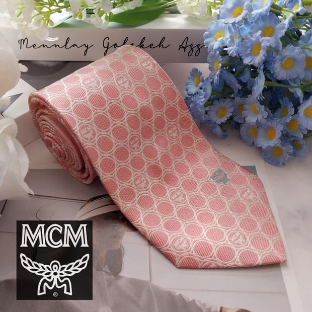 엠씨엠 실크 연핑크 패턴 넥타이 9.1cm A+등급 K2067