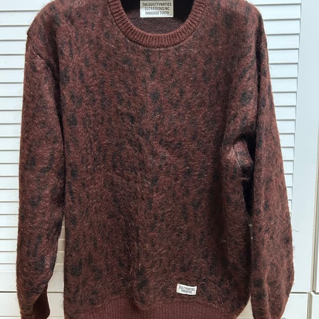 와코마리아 레오파드 모헤어 니트 브라운 L