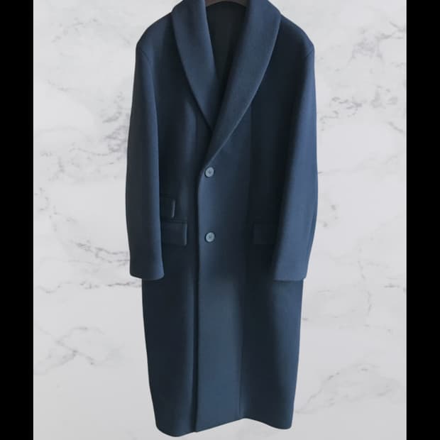 크리드옴므 우영미맛 숄카라 네이비 50사이즈 캐시45울55