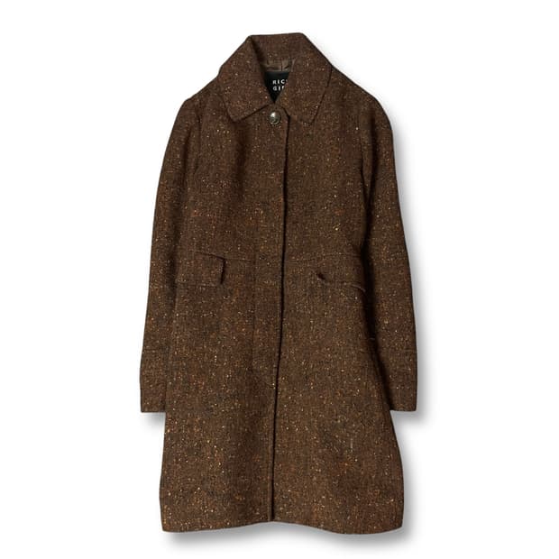 리치걸 울 혼방 브라운 히든버튼 코트
