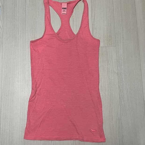 빅토리아 시크릿 핑크 레이서 백 슬리브리스 탑