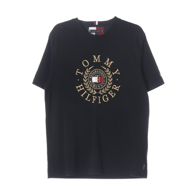 타미힐피거 골드 자수 로고 오가닉 코튼 반팔 티셔츠 L