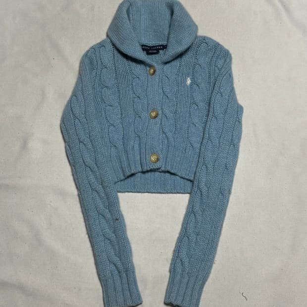 🫶🏻 폴로랄프로렌 스카이블루 여성용 캐시미어 숄 카라 가디건 🫶🏻