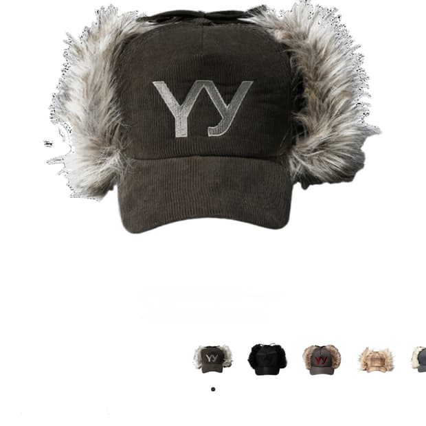 오픈 Yy 포우 퍼 코듀로이 이어플랩 캡 카키