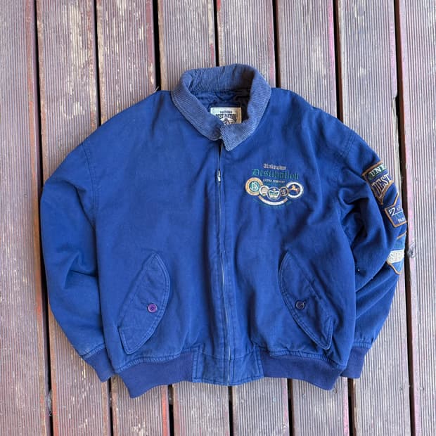 빈티지 패치 봄버 블루종 자켓