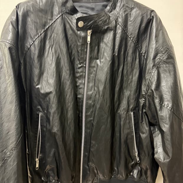 XL)도프제이슨 패널드 스포티 레더 자켓 블랙