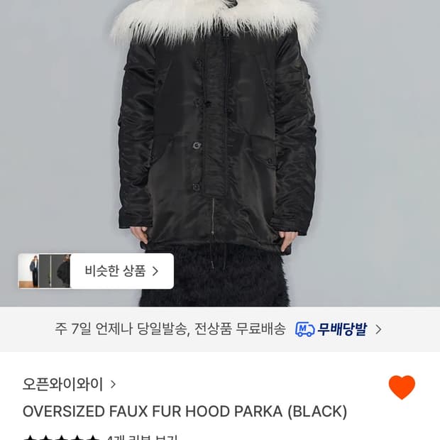 Openyy OVERSIZED FAUX HOOD PARKA (Black)