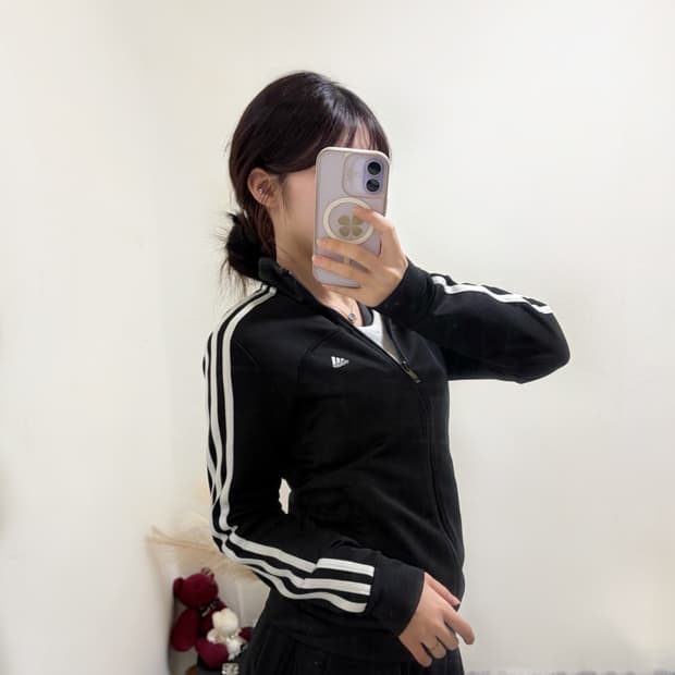 아디다스 블랙 삼선 트랙탑 져지(xs)