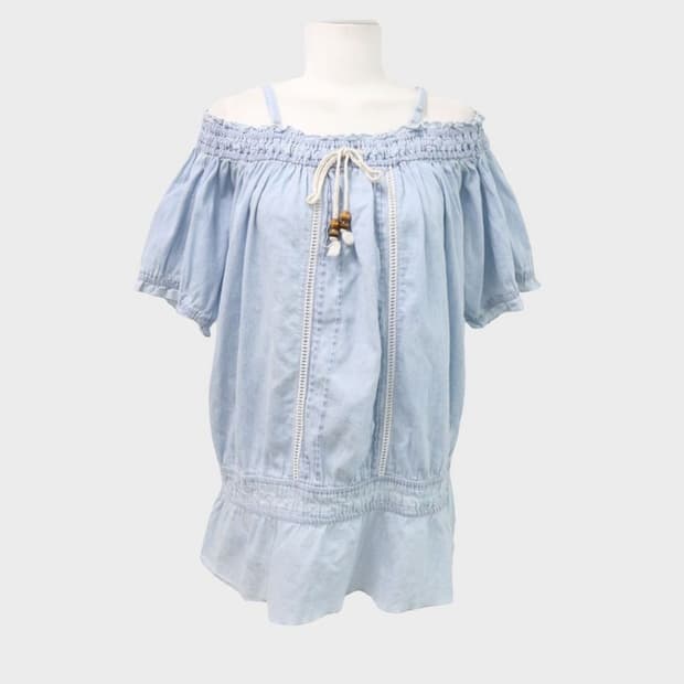 JPN SPINKLE WOMEN XL 하늘 오프숄더 빈티지