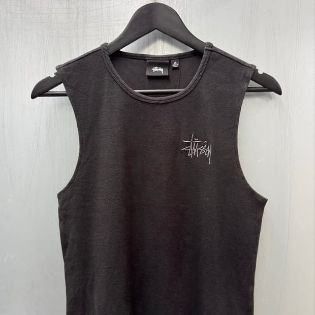 Stussy 스투시 차콜 로고 자수 슬리브리스
