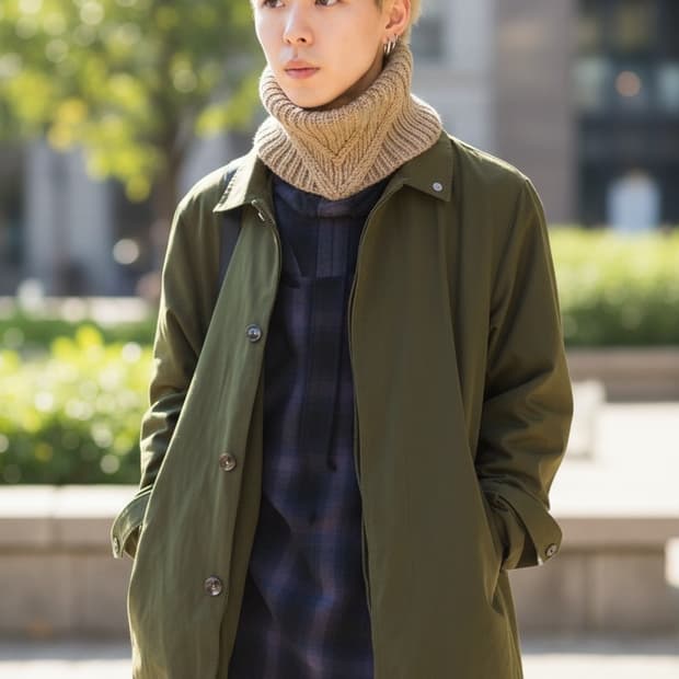 더솔로이스트 2017AW 울 반다나 넥워머 베이지컬러