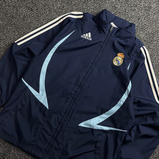 00s 아디다스 레알마드리드 레트로 우븐 레인 트랙 자켓 1476