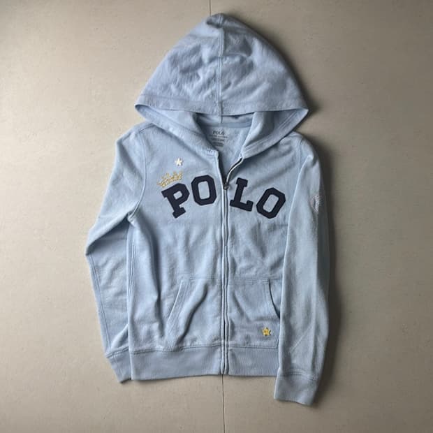 폴로 스카이블루 후드집업