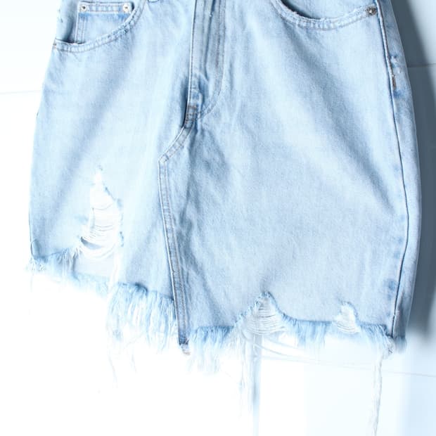 W(M-L) 자라 스커트 치마 H라인 데님 찢청 숏-P10756