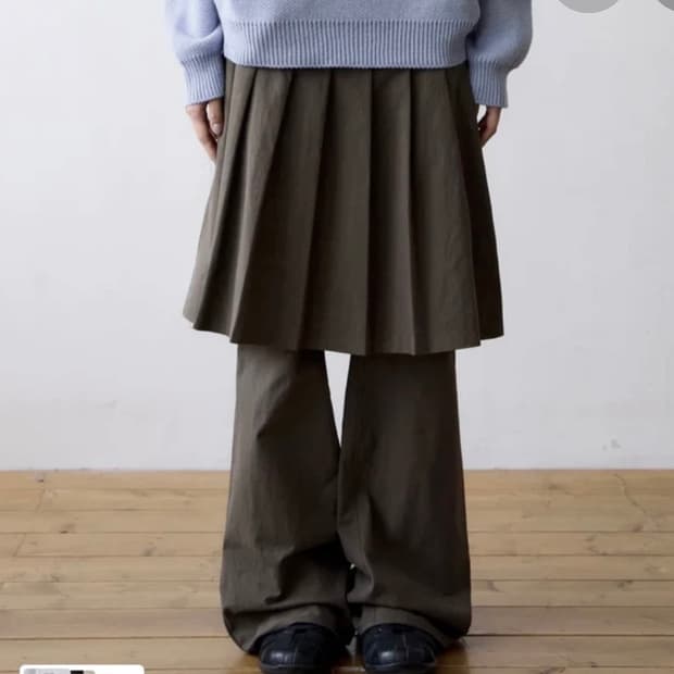 더콜디스트모먼트 TCM skirt layered pants brown