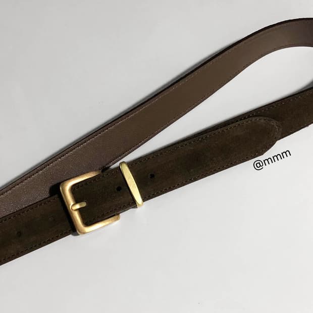 [Unisex]골드링 스웨이드 가죽 벨트 브라운