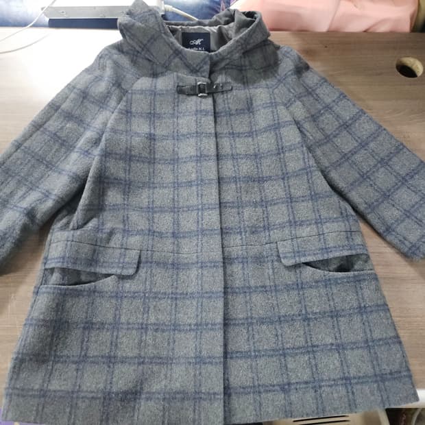 앤디스클라인  체크 울 알파카 코트  M
