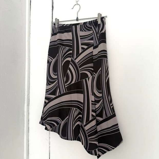 Geometric Asymmetrical Midi Skirt