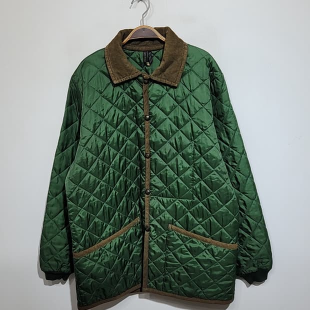 (XL) 라벤햄 퀼팅자켓 초록색 누빔점퍼 코듀로이 카라넥 