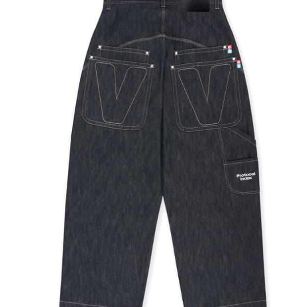 [3] 프로토콜 인덱스 x 반디더핑크 레트로 배기 데님 팬츠 인디고 블루