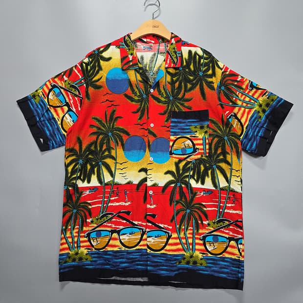 빈티지(VINTAGE) 하와이안 박시핏 반팔 셔츠 2XL