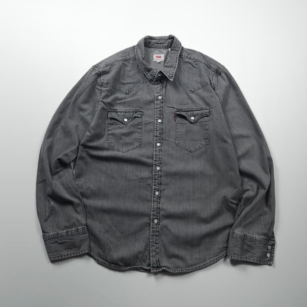 리바이스 흑청 웨스턴 데님 셔츠 (L)