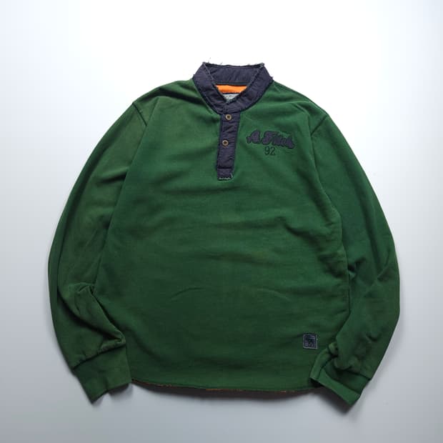 아베크롬비 y2k 빈티지 디테일 헨리넥 럭비 티셔츠 (XL)
