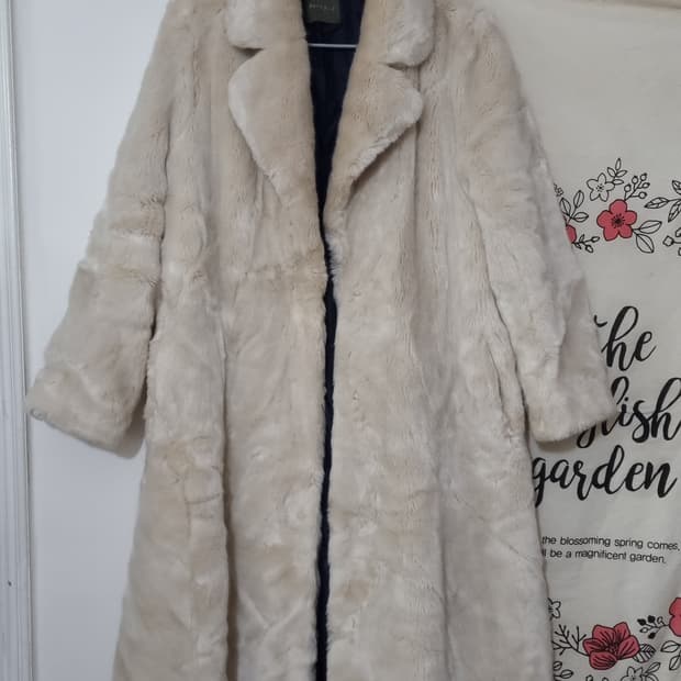 Merry.J 아이보리 롱 퍼 코트 F