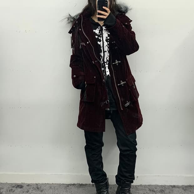 Agate label 파이어맨 v-kei 스웨이드 퍼 버클자켓