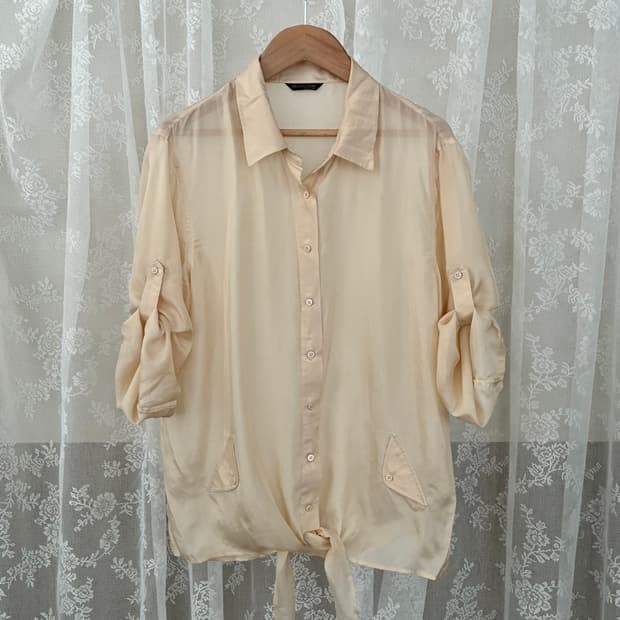 42) 마시모두띠 실크 100 블라우스 베이지