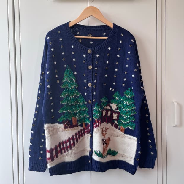 Northern treasures 크리스마스 겨울 풍경 니트 가디건 