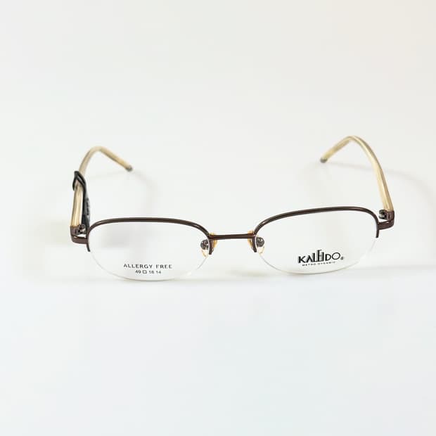 90s KALEIDO 브라운 반무테 스퀘어 빈티지 안경