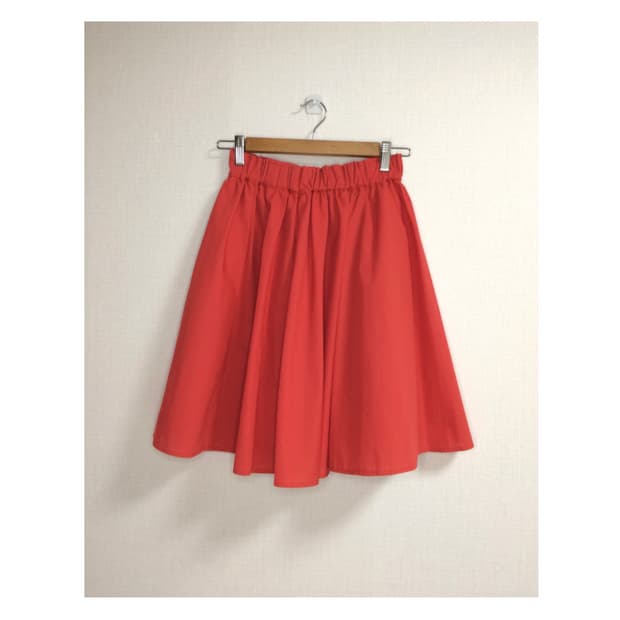 빈티지 레드 미디 밴딩 스커트