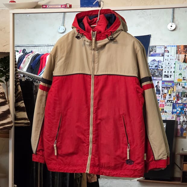 JPN 빈티지 베이지 오렌지 배색 바람막이